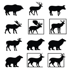 Black Animal Silhouettes Wildlife Vector Set