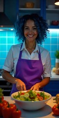 Healthy Woman Preparing Fresh Organic Fruits in a Bright Modern Kitchen. healthy, lifestyle, woman, kitchen, fruits, organic, fresh, food, nutrition, wellness, diet, cooking, natural, sustainable.