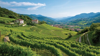 Fototapeta premium Serene Vineyard Landscape in the Italian Alps