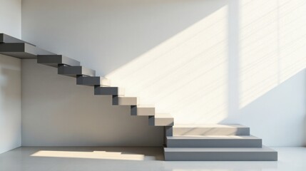 Obraz premium Modern Minimalist Interior Staircase Design with Sunlight Streaming Through Window