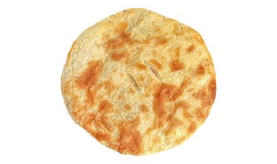 Golden pie with flaky, crisp crust, perfectly baked and gleaming, sitting on transparent background for seamless design integration. PNG