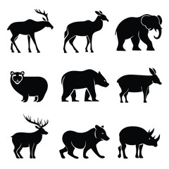 Wildlife Silhouettes Animal Icon Set