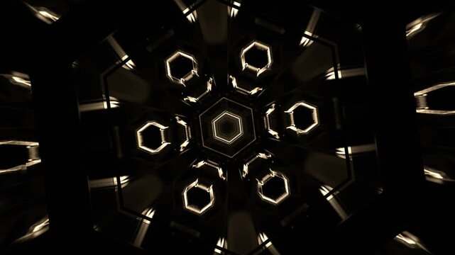 Blue and Yellow Strobe Hexagoned Tunnel Background VJ Loop in 4K