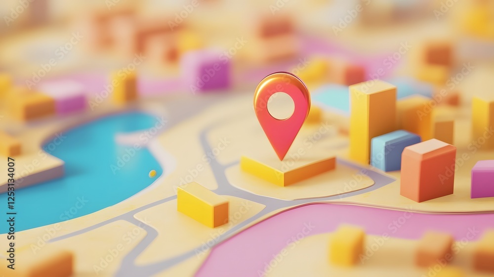 Leinwandbilder aerial view of a bustling modern city with digital map pins navigation markers and architectural inf