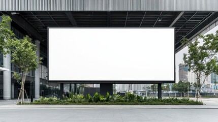 Obraz premium Blank Billboard In Front Of Modern Building