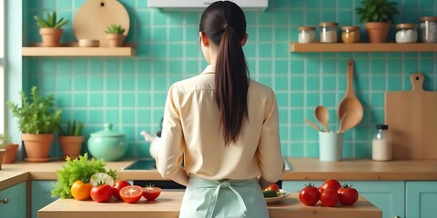 Healthy Woman Preparing Fresh Organic Fruits in a Bright Modern Kitchen. healthy, lifestyle, woman, kitchen, fruits, organic, fresh, food, nutrition, wellness, diet, cooking, natural, sustainable.