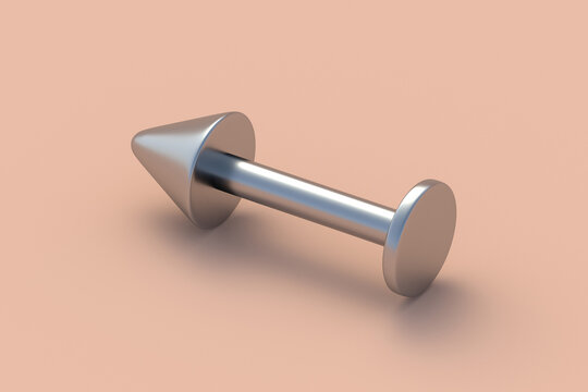 One piercing jewelry on beige background. Face and body decoration. Trendy accessory. Beauty and fashion. 3d render