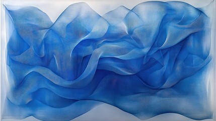 Obraz premium Abstract Blue Textile Art: Serene Waves of Fabric