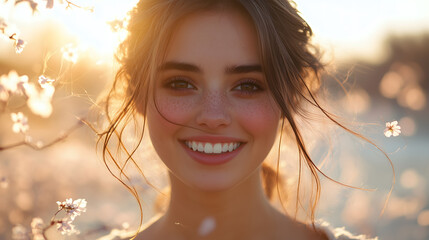 Smiling Woman in Bloom