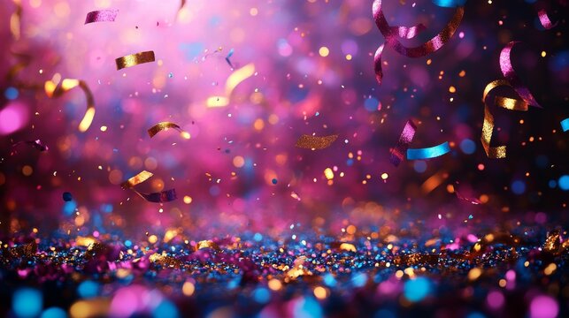 Whimsical cascade of vibrant confetti creating a festive and celebratory atmosphere filled with joy and excitement