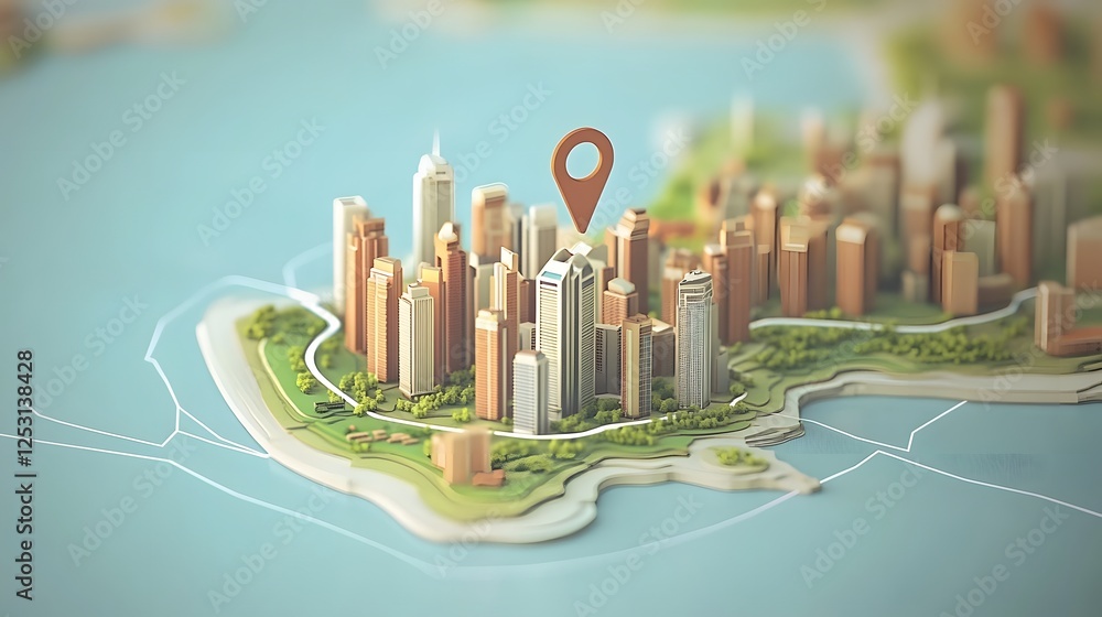 Poster aerial view of a futuristic 3d rendered cityscape with modern skyscrapers urban infrastructure and d