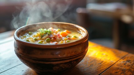 Delicious Comfort Food Image - Hearty German Split Pea Soup with Bacon