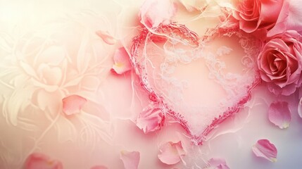 Valentine's Day card, romantic, elegant, surreal. Corner composition, gradient background, blur effect, space for text. Perfect for holiday wishes and romantic gifts.