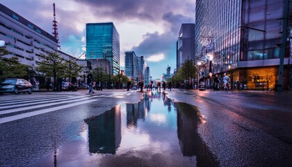 Reflections in puddles capture fleeting beauty.  