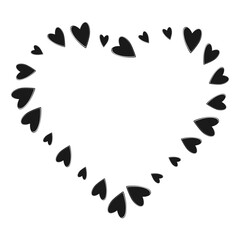 Heart shape hearts Outline frame border Minimalism Monochrome Black Day greeting Copy space Template