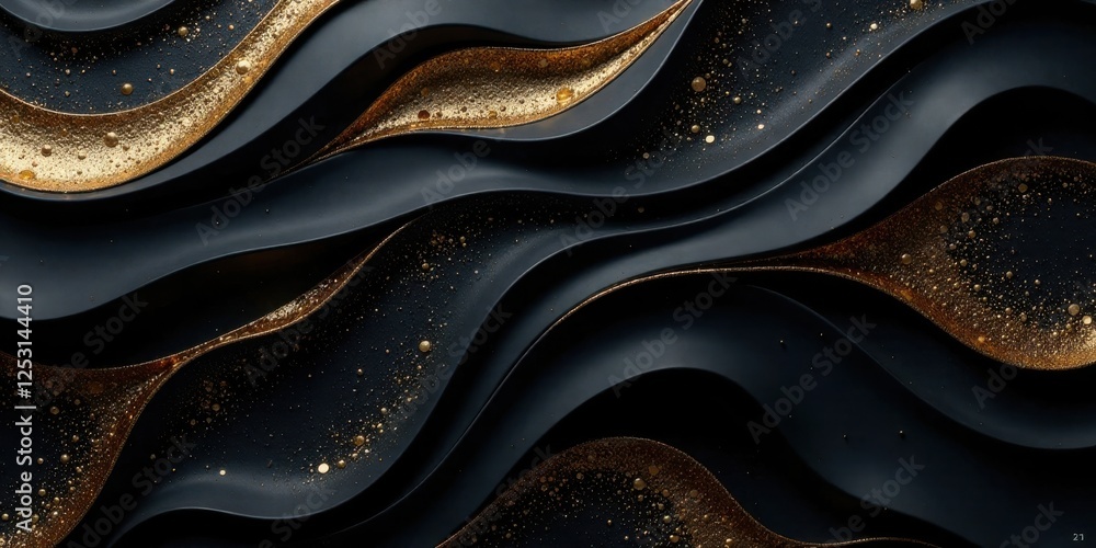 Poster abstract dark and gold swirling design with luxurious texture and elegant curves