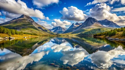 Serene Rondavatnet Lake, Rondane National Park, Norway: Majestic Mountain Reflections
