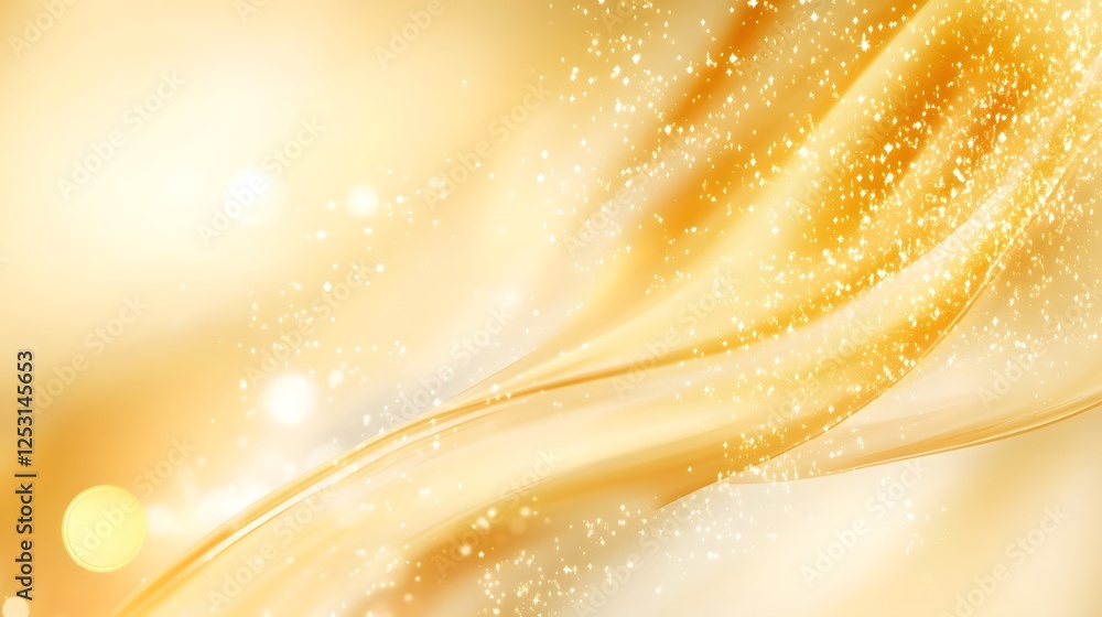 Poster Captivating golden swirls and glimmering light beams creating a mesmerizing abstract background with a vibrant luminous and ethereal atmosphere  The fluid dynamic
