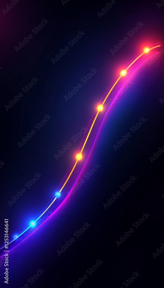 Poster vibrant line graph on a dark background a representation of financial data and growth