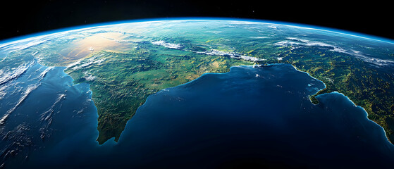 Fototapeta premium Earth's coast, space view, ocean, land