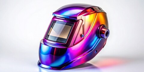 Side View Welding Helmet, Industrial Safety Gear, Protective Equipment, White Background Stock Photo