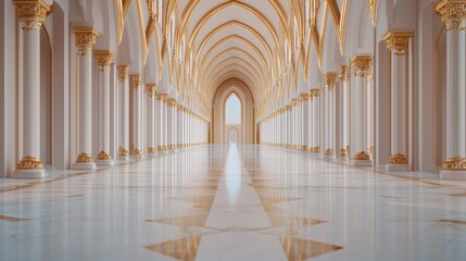 Elegant Grand Hallway with Arched Ceiling and Marble Flooring