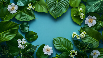 Vibrant Green Fern on Blue Background