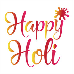 Happy Holi Gradient Bright Color Vector Typography Illustration