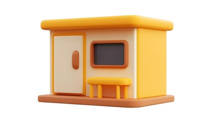 Cute Miniature Yellow Wooden House Exterior with Simple Design