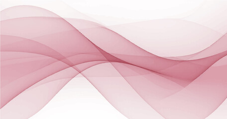 Soft pink wave backround with texture. Abstract stylized motion wavy illustration. Shiny rose lines created using blend tool on white backdrop. Curved smooth stripes. Design template for banner, flyer