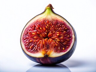Silhouette of Sliced Figs on White Background - Close Up Stock Photo