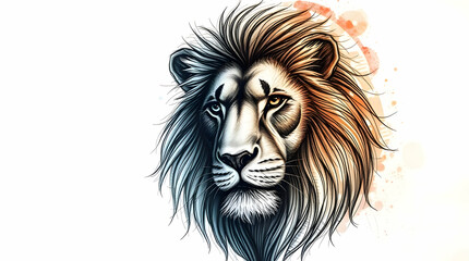 Obraz premium Fierce Lion Head Roaring tattoo growling sketch engraving generative ai raster illustration. Scratch board imitation. Black and white image.