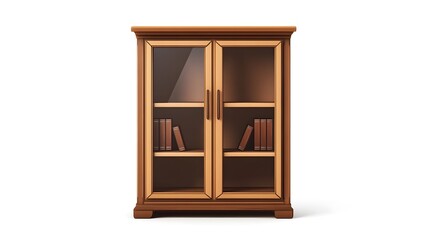 Obraz premium Elegant Wooden Bookcase with Shelves for Books and Decor in Classic Interior