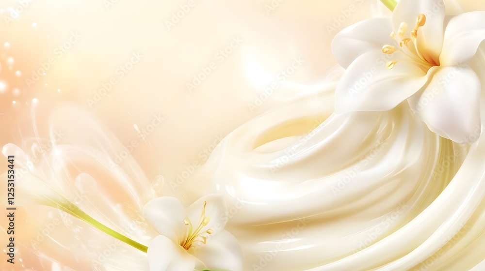 Aufkleber ethereal and delicate white flower petals swirling and blending in a soft dreamy light creating an e