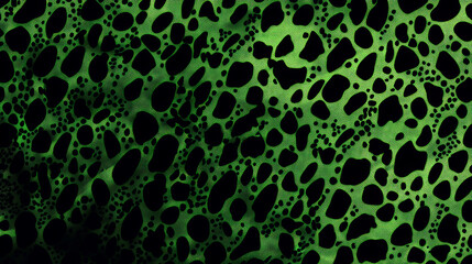 Obraz premium A striking abstract green and black leopard print background with a halftone texture, blending organic patterns with a modern digital art style. Generative AI