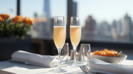 A High Society Rooftop Brunch with Mimosas and Caviar