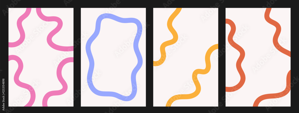 Aufkleber abstract playful minimalistic background with wavy line. frame border with organic curvy curly strip