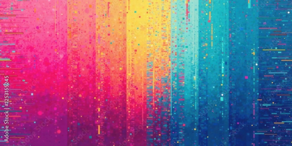 Poster abstract vibrant pixelated rainbow stripes background texture design for digital projects and modern