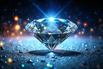 Sparkling Diamond in Dark Night Sky - Dramatic Generative AI Photography