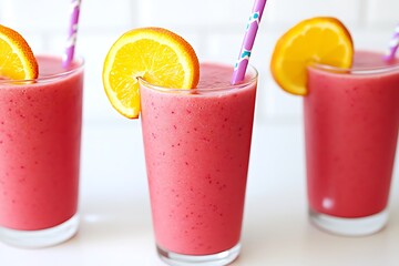 Vibrant Pink Smoothie with Orange