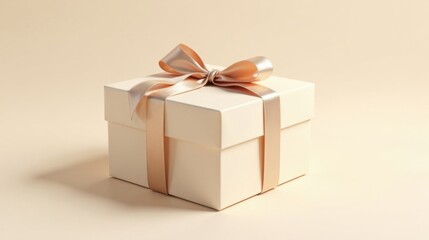 Elegant cream gift box with a sophisticated satin ribbon bow, perfect for special occasions