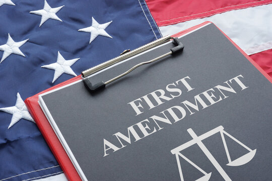 First amendment of US constitution is shown using the text. Free speech as legal concept