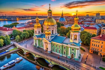 St. Catherine's Church, Tuchkov Bridge, Saint Petersburg, Russia - Majestic View