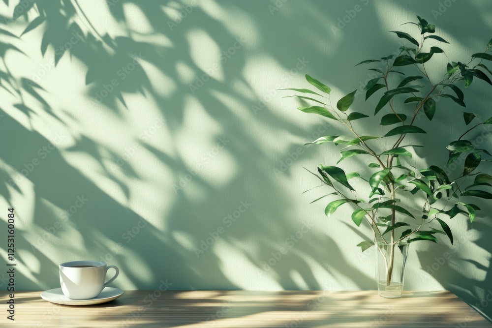 Poster embracing tranquility in a serene productivity workspace. generative ai