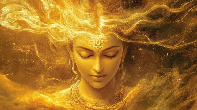 A Divine Vision of the River Ganga Personified as a Goddess Emerging from Lord Shiva's Hair