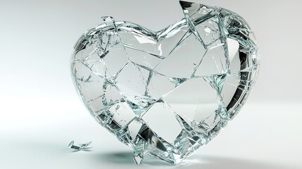 Fototapeta premium A conceptual art piece of a glass heart, broken into countless pieces