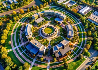 Obraz premium Stunning Aerial View of Circular Campus, California - Modern Architecture, Drone Photography