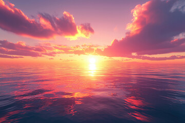 Fototapeta premium Tropical sunset over calm ocean with vibrant colors