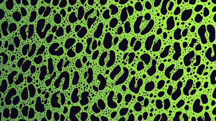 Obraz premium A striking abstract green and black leopard print background with a halftone texture, blending organic patterns with a modern digital art style. Generative AI