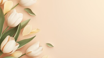 Obraz premium Tranquil and Timeless Floral Artwork Featuring Elegant Tulips on Soft Cream Background